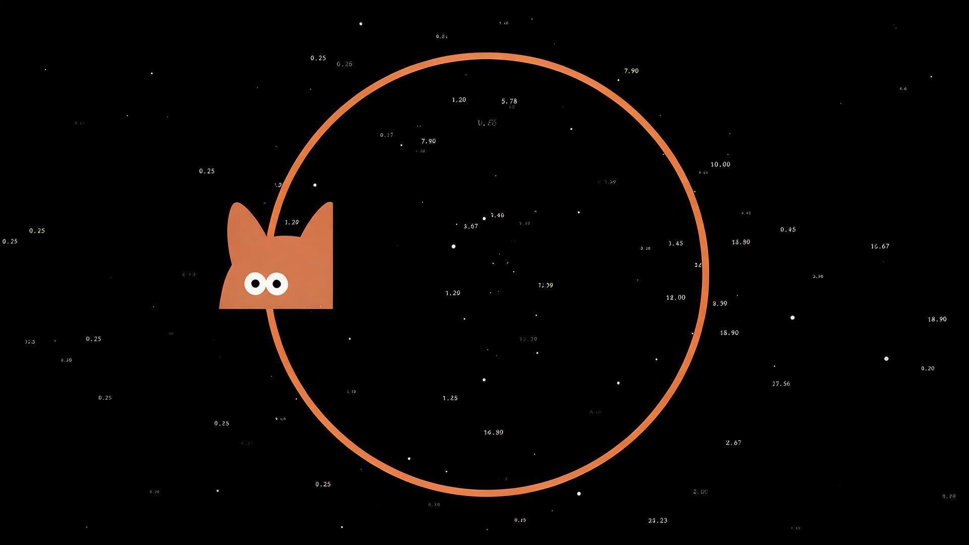 PHIARC cat travelling around an orange data orbit