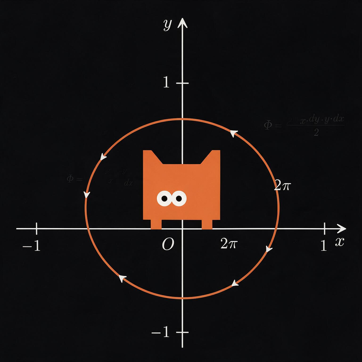 PHIARC mascot inside a circular geometric phase diagram